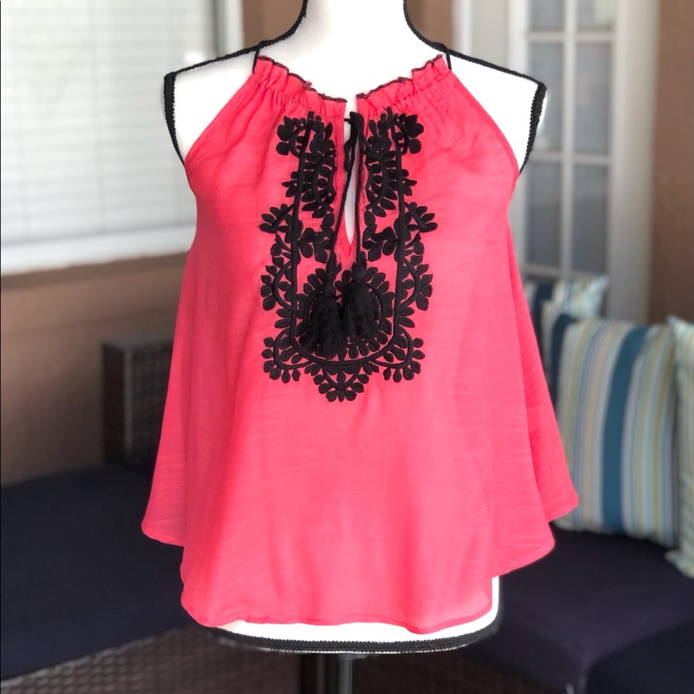 THML Pink Embroidered Sleeveless Blouse